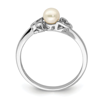 Sterling Silver Rhodium-Plated Fw Cultured Pearl Ring