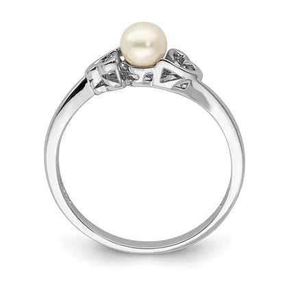 Sterling Silver Rhodium-Plated Fw Cultured Pearl Ring