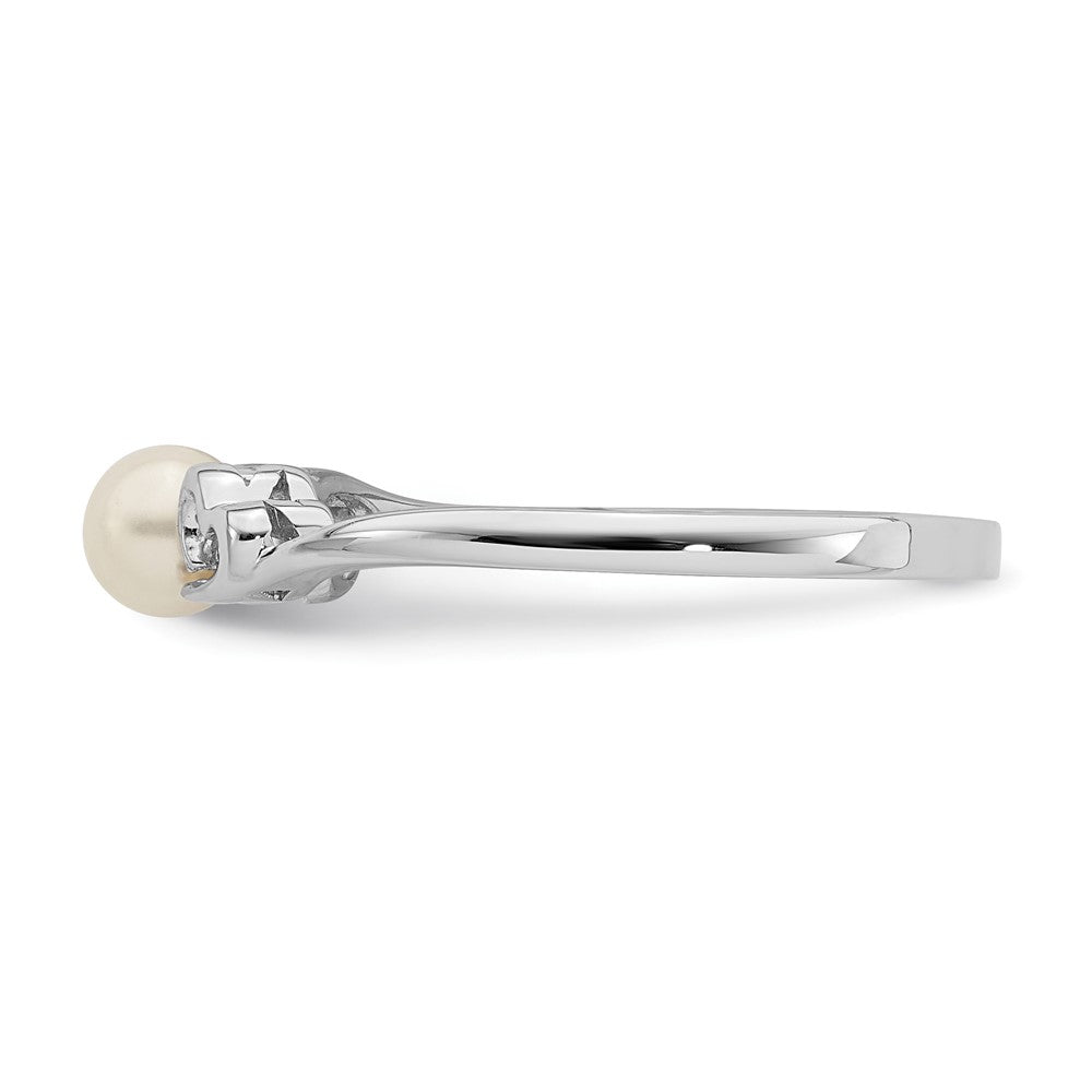 Sterling Silver Rhodium-Plated Fw Cultured Pearl Ring
