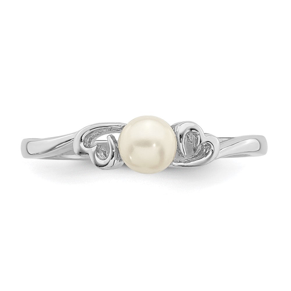 Sterling Silver Rhodium-Plated Fw Cultured Pearl Ring