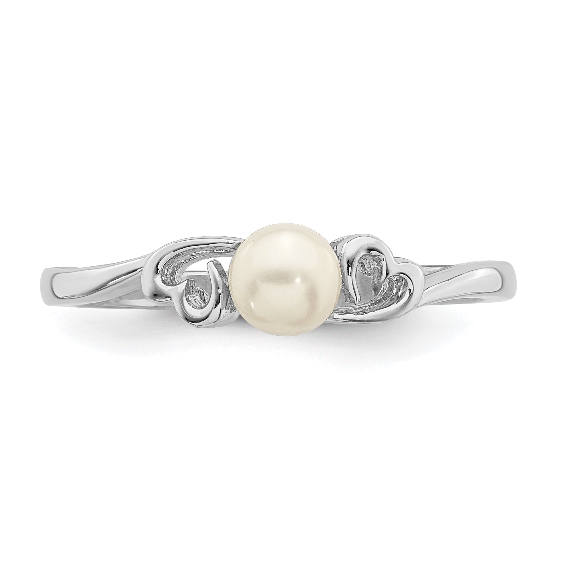 Sterling Silver Rhodium-Plated Fw Cultured Pearl Ring