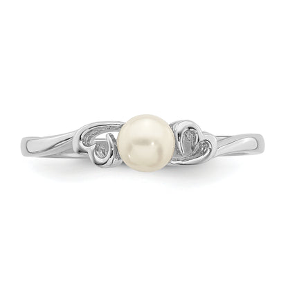 Sterling Silver Rhodium-Plated Fw Cultured Pearl Ring