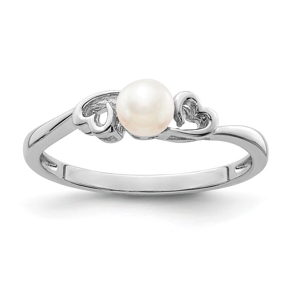 Sterling Silver Rhodium-Plated Fw Cultured Pearl Ring