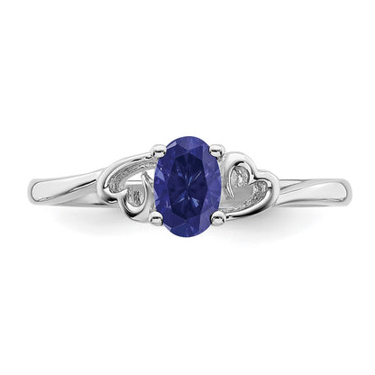 Sterling Silver Rhodium-Plated Created Sapphire Ring