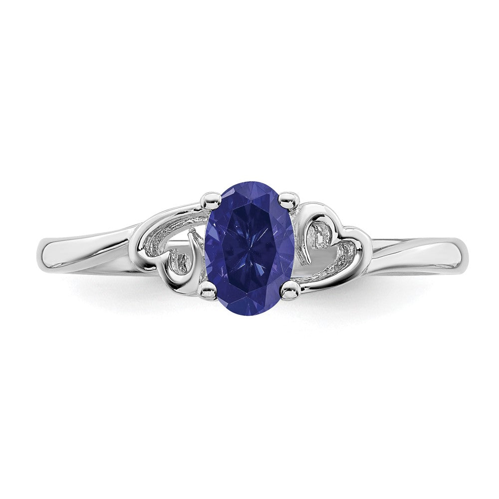 Sterling Silver Rhodium-Plated Created Sapphire Ring