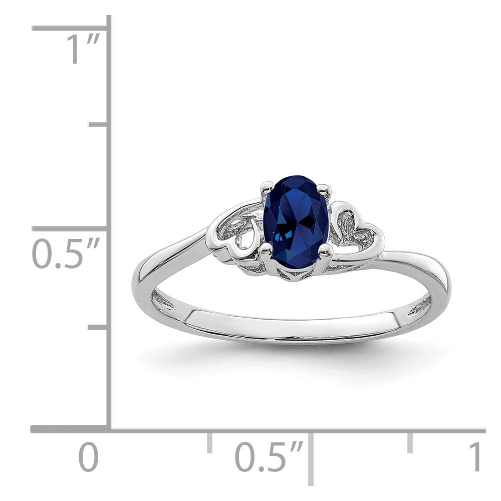 Sterling Silver Rhodium-Plated Created Sapphire Ring