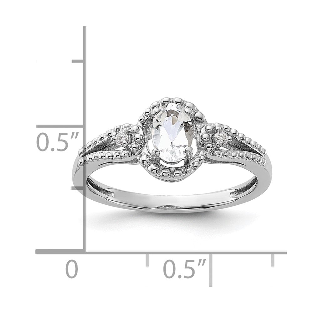 Sterling Silver Rhodium-Plated White Topaz & Diam. Ring