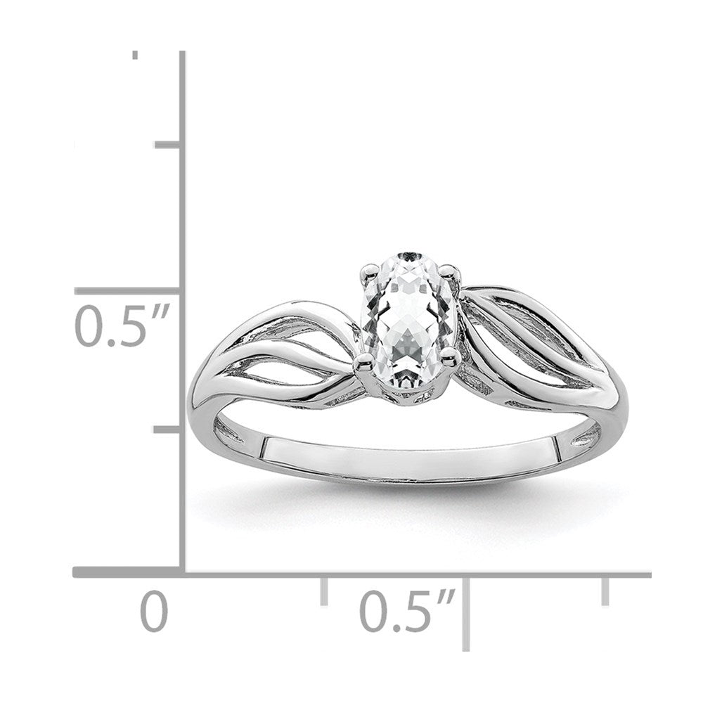 Sterling Silver Rhodium-Plated White Topaz Ring