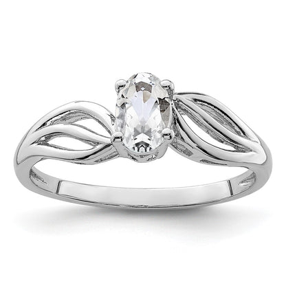 Sterling Silver Rhodium-Plated White Topaz Ring