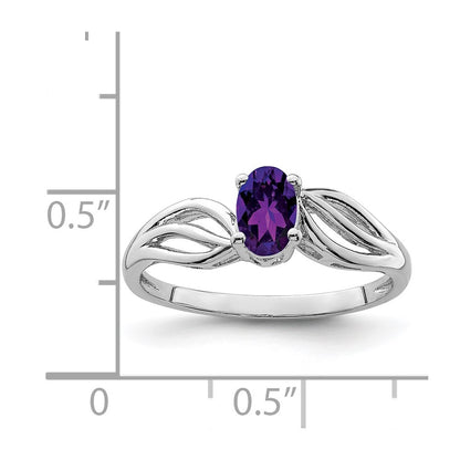 Sterling Silver Rhodium-Plated Amethyst Ring