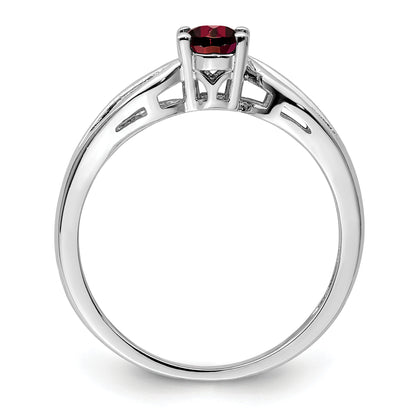 Sterling Silver Rhodium-Plated Garnet Ring