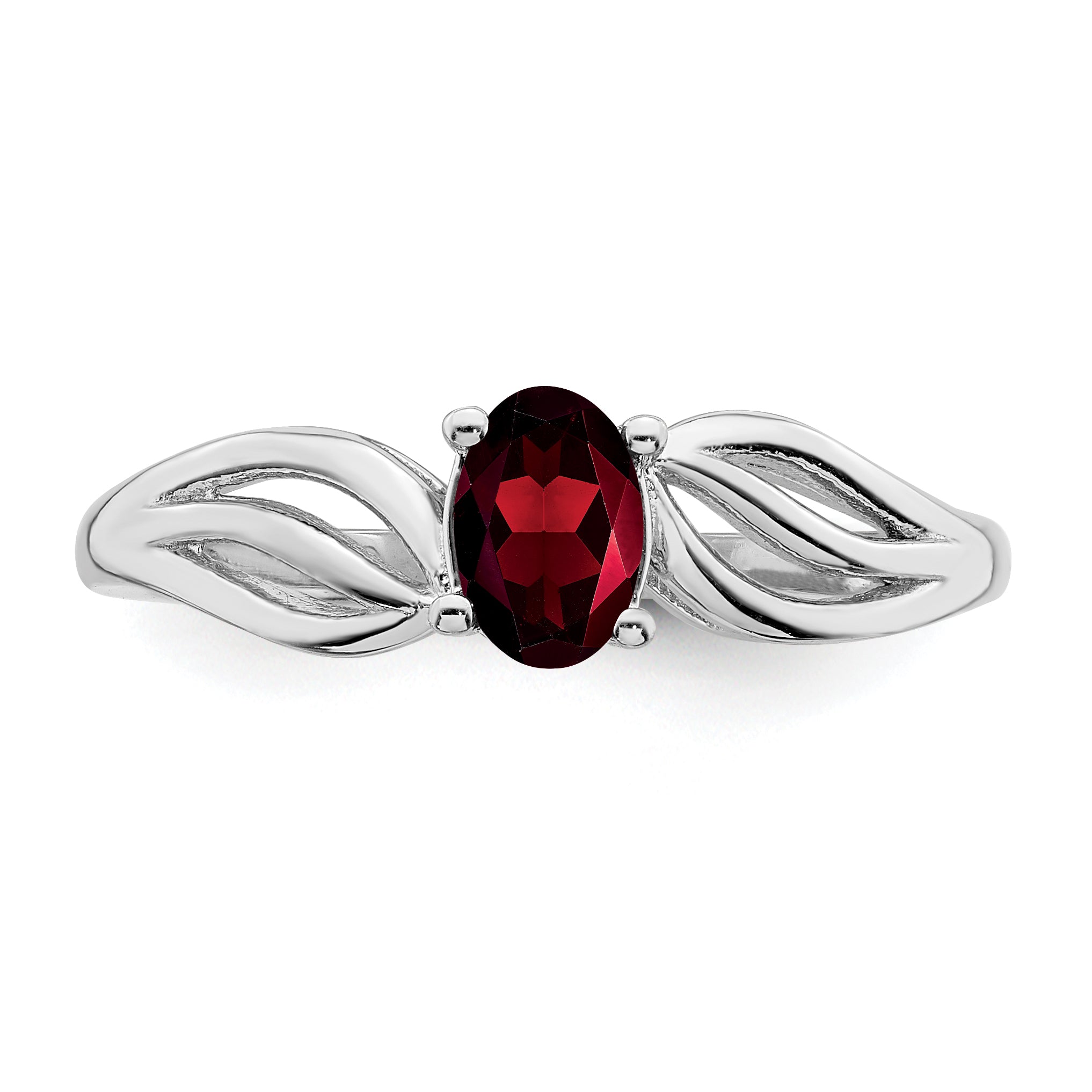 Sterling Silver Rhodium-Plated Garnet Ring