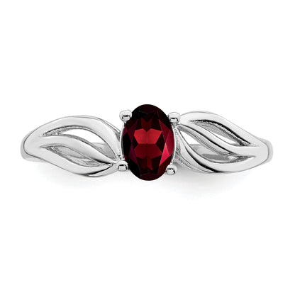Sterling Silver Rhodium-Plated Garnet Ring