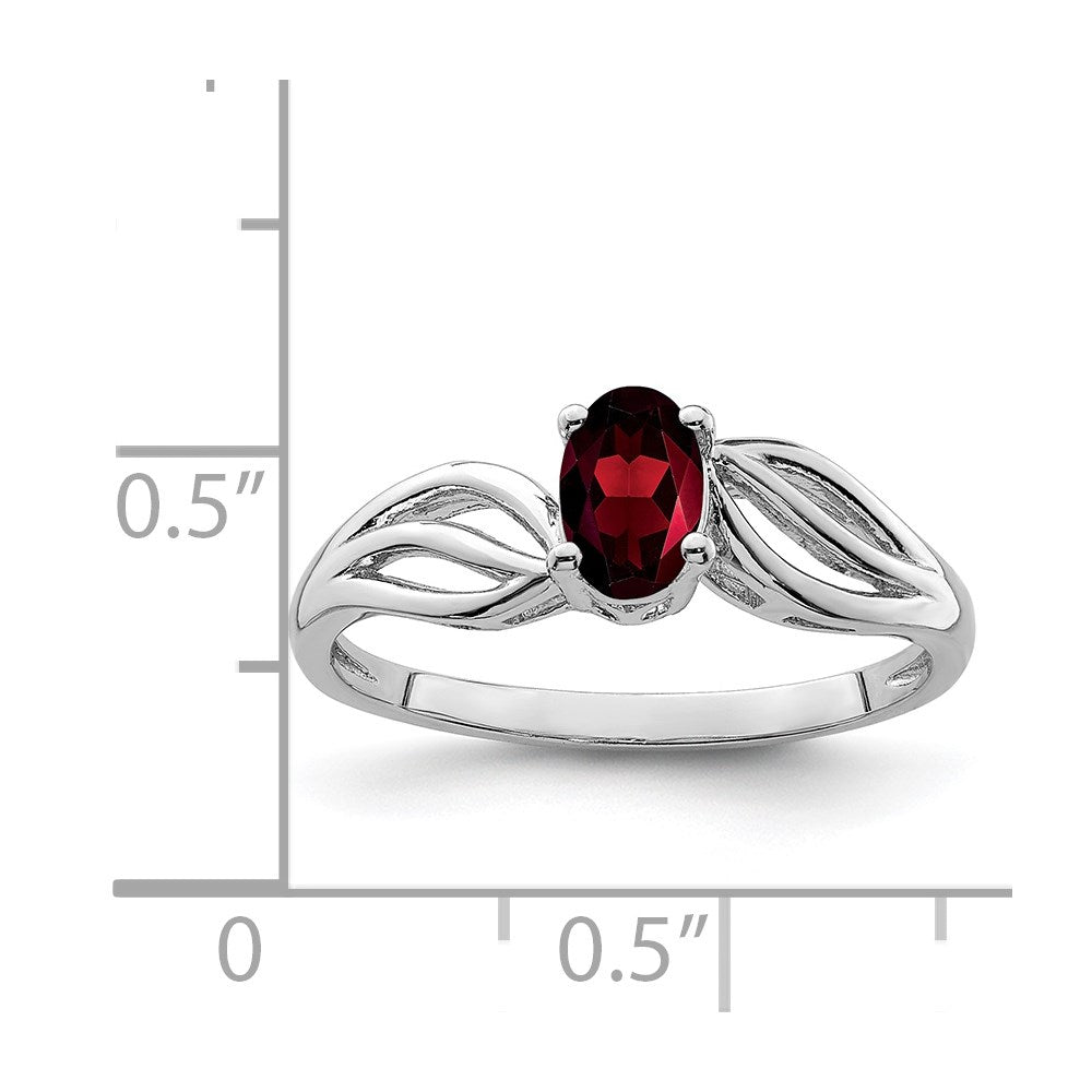 Sterling Silver Rhodium-Plated Garnet Ring