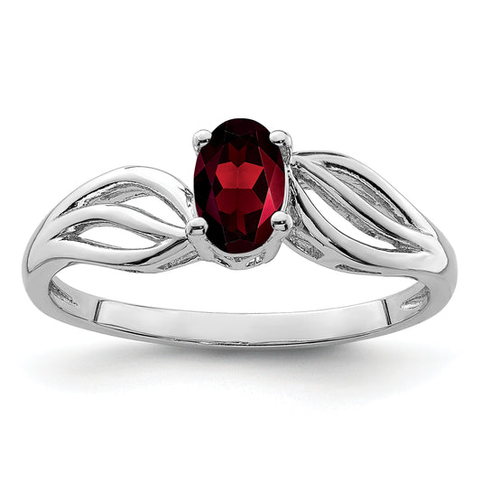 Sterling Silver Rhodium-Plated Garnet Ring