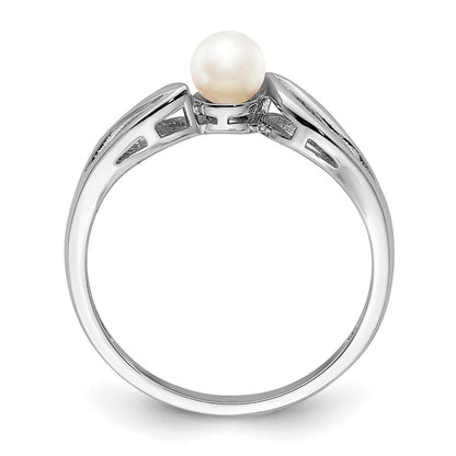 Sterling Silver Rhodium-Plated Fw Cultured Pearl Ring