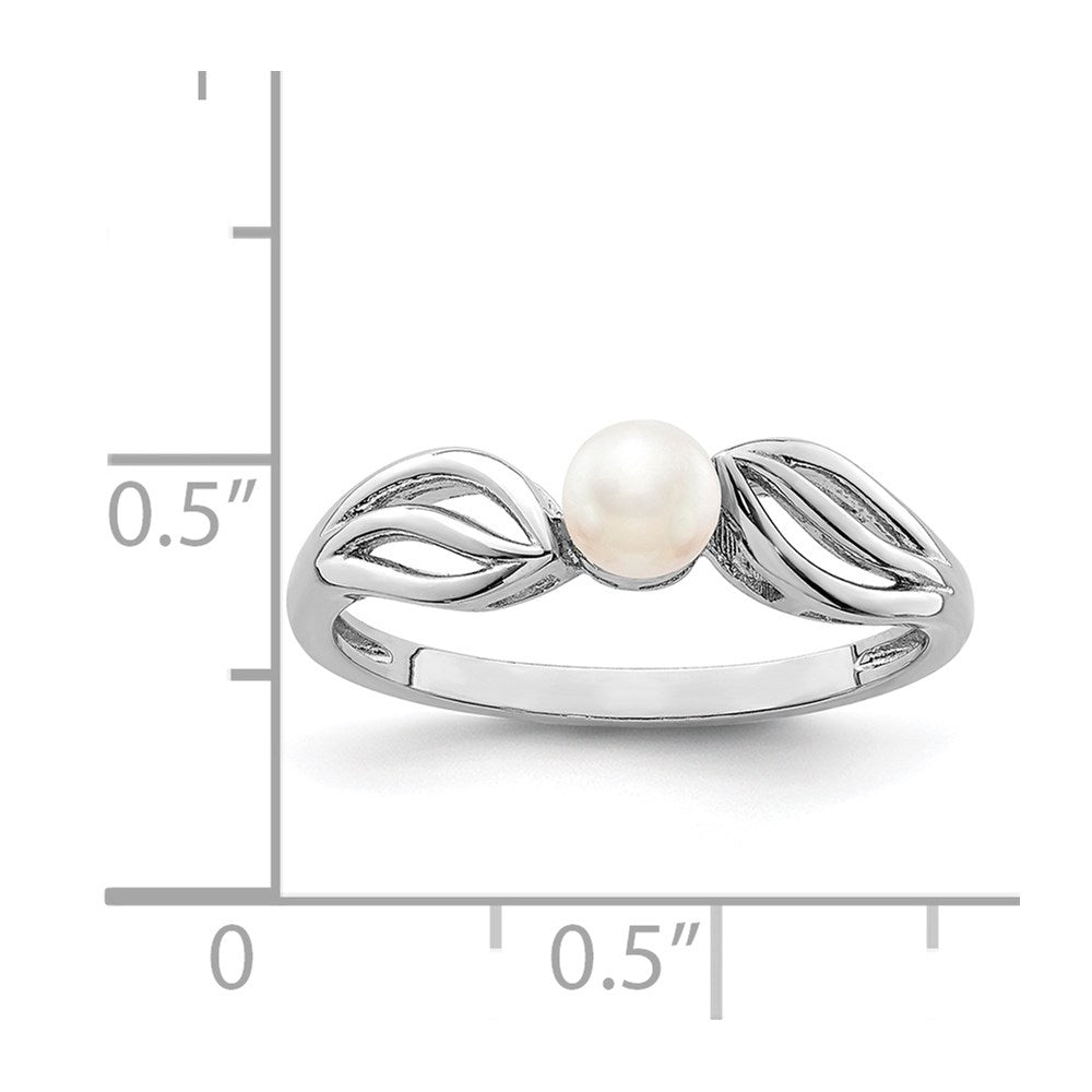 Sterling Silver Rhodium-Plated Fw Cultured Pearl Ring