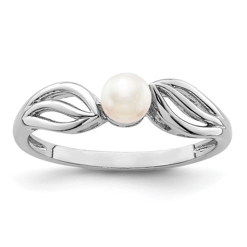 Sterling Silver Rhodium-Plated Fw Cultured Pearl Ring