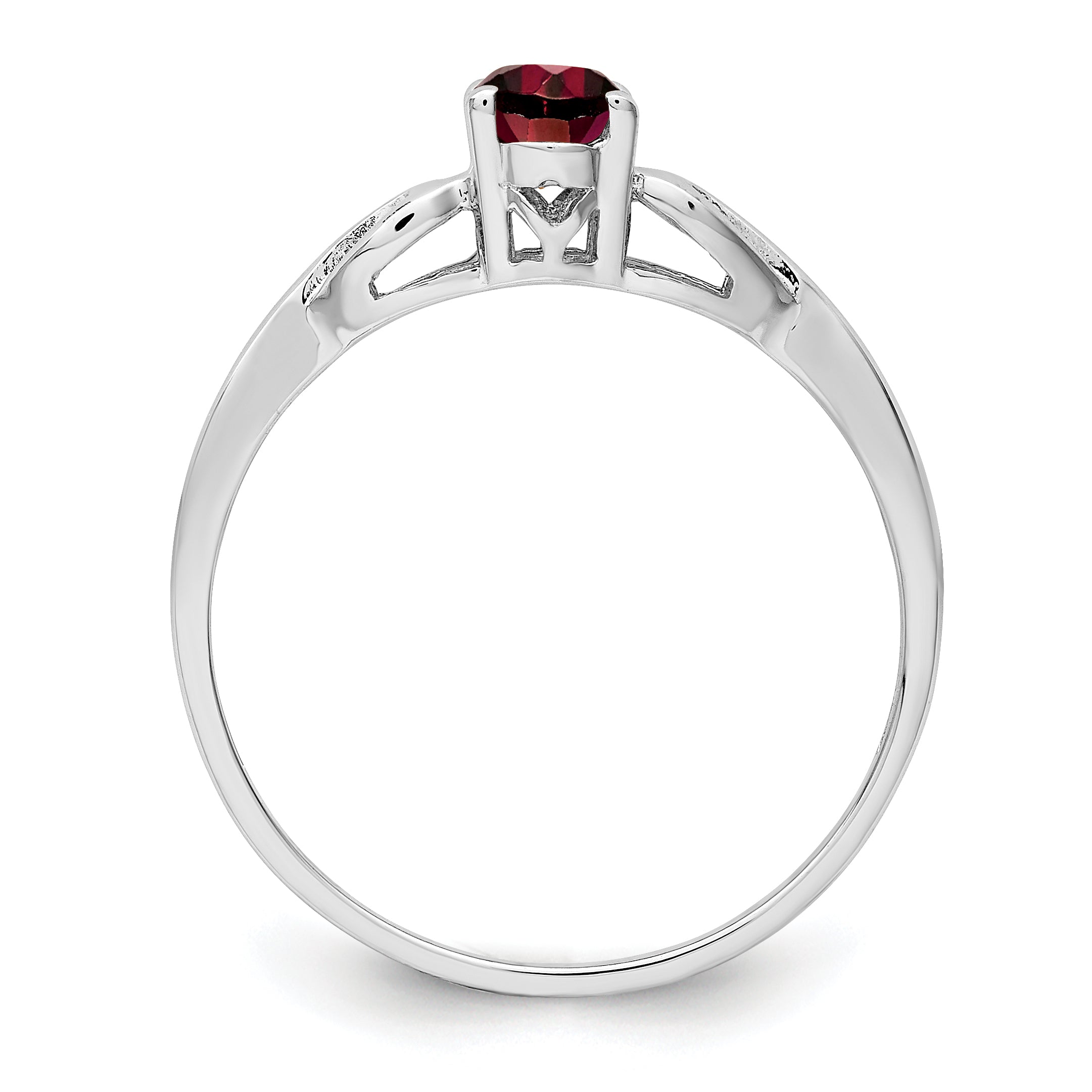 Sterling Silver Rhodium-Plated Garnet Ring