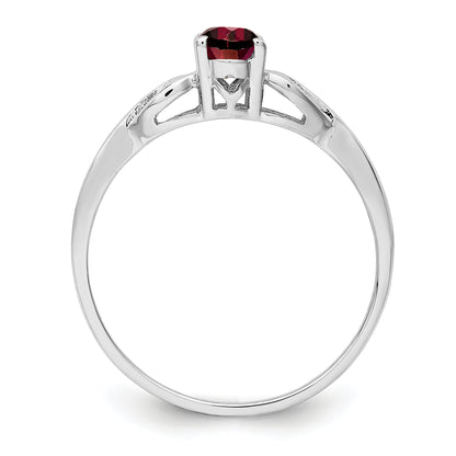 Sterling Silver Rhodium-Plated Garnet Ring