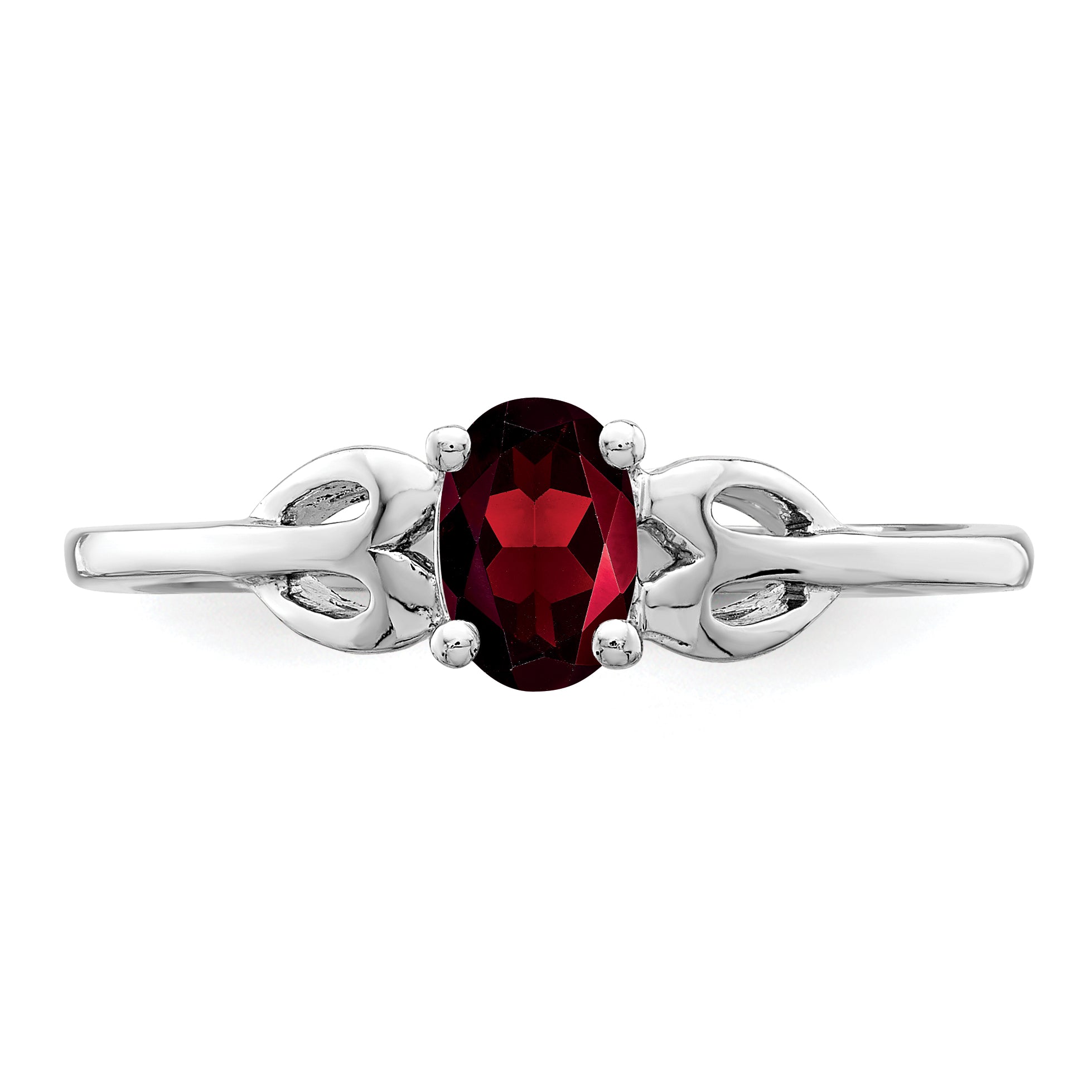 Sterling Silver Rhodium-Plated Garnet Ring