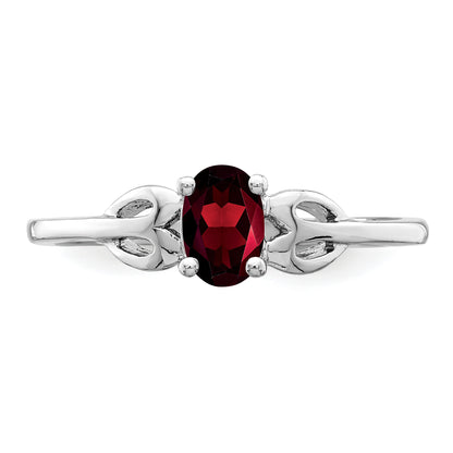 Sterling Silver Rhodium-Plated Garnet Ring
