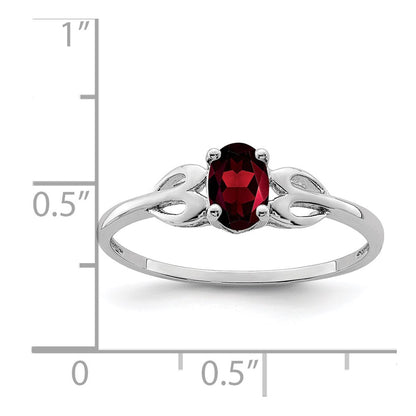 Sterling Silver Rhodium-Plated Garnet Ring