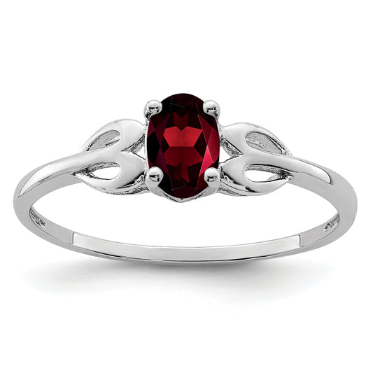 Sterling Silver Rhodium-Plated Garnet Ring