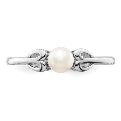 Sterling Silver Rhodium-Plated Fw Cultured Pearl Ring