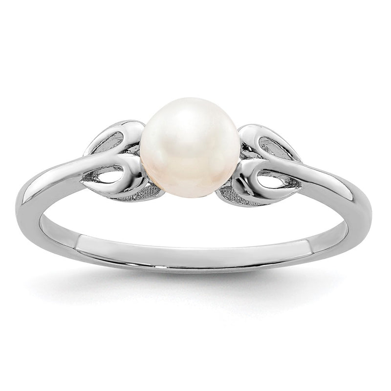 Sterling Silver Rhodium-Plated Fw Cultured Pearl Ring