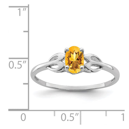 Sterling Silver Rhodium-Plated Citrine Ring