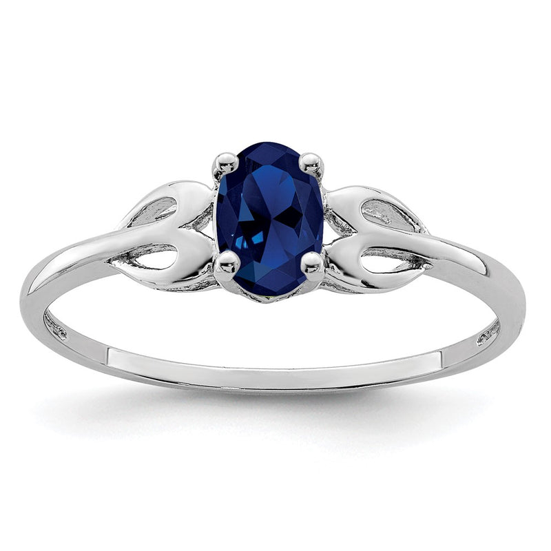 Sterling Silver Rhodium-Plated Created Sapphire Ring