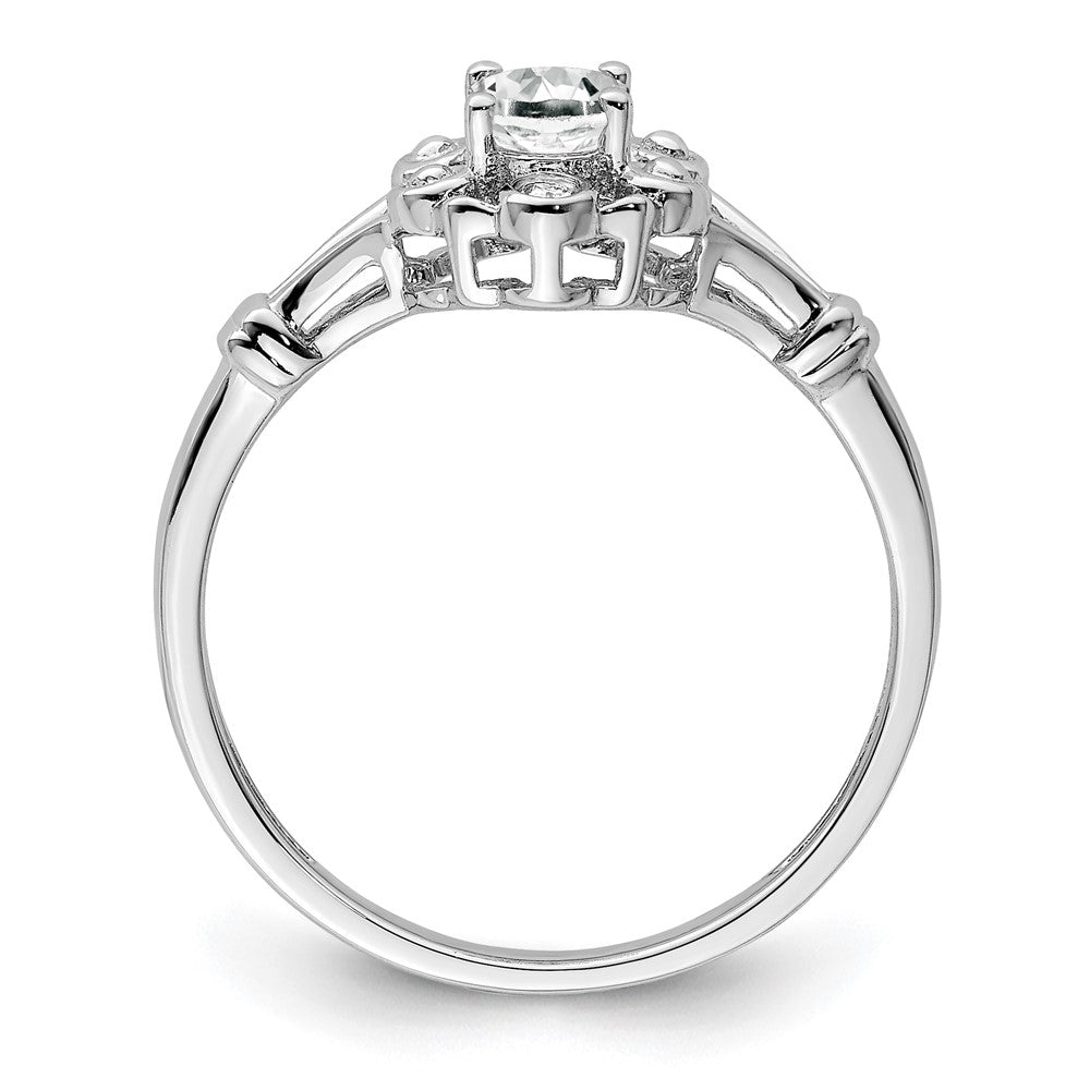 Sterling Silver Rhodium-Plated White Topaz & Diam. Ring