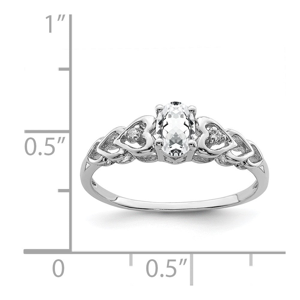 Sterling Silver Rhodium-Plated White Topaz & Diam. Ring