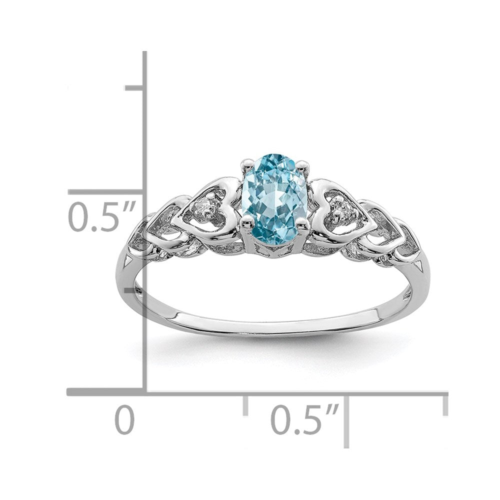 Sterling Silver Rhodium-Plate Swiss Blue Topaz & Diam. Ring