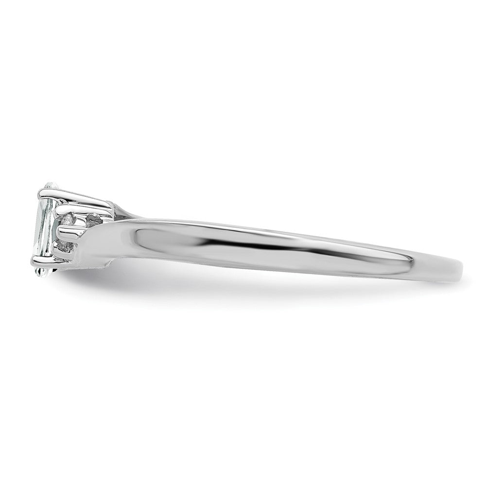 Sterling Silver Rhodium-Plated Cz & Diamond Birthstone Ring