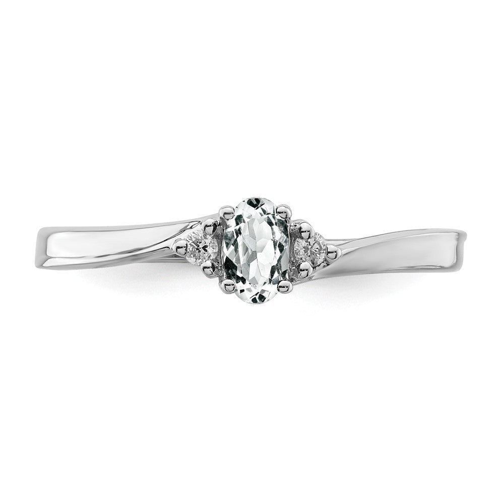 Sterling Silver Rhodium-Plated Cz & Diamond Birthstone Ring