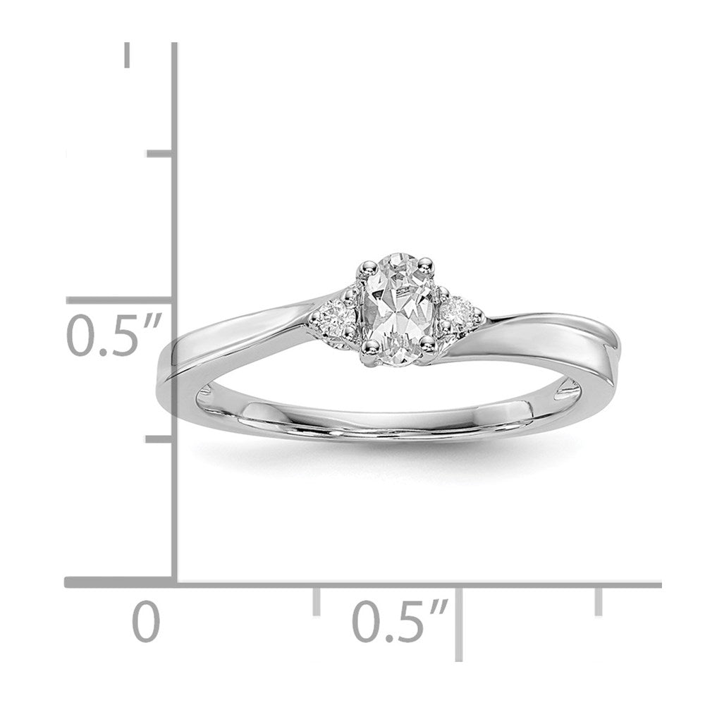 Sterling Silver Rhodium-Plated Cz & Diamond Birthstone Ring
