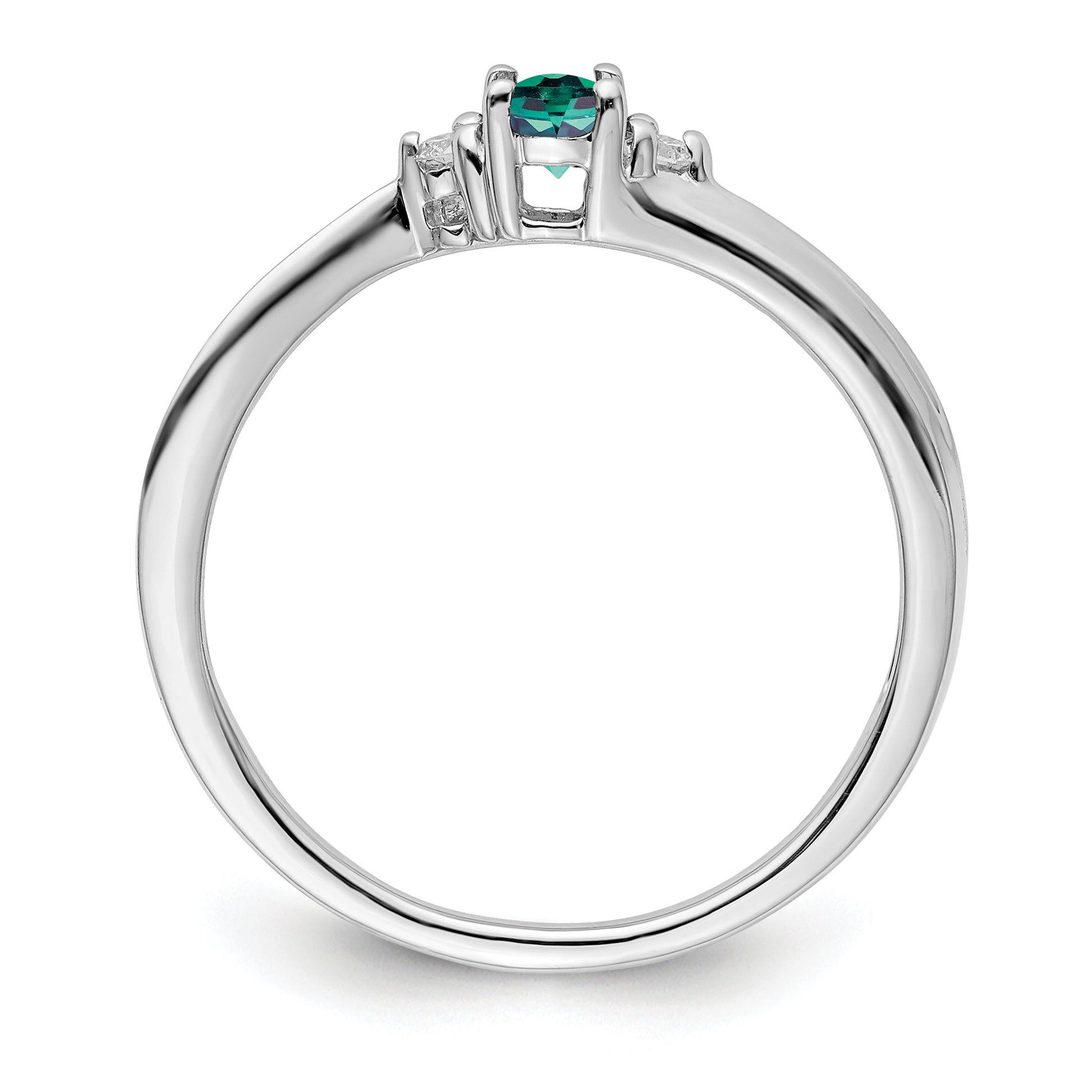 Sterling Silver Rhod-Plated Created Alexandrite/Diamond Birthstone Ring