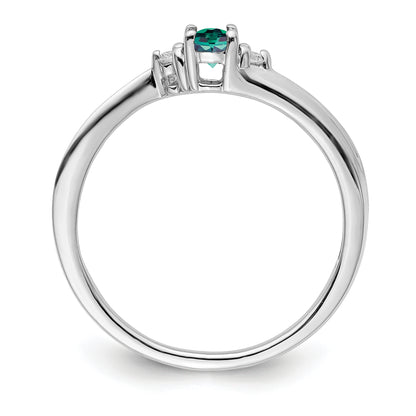 Sterling Silver Rhod-Plated Created Alexandrite/Diamond Birthstone Ring