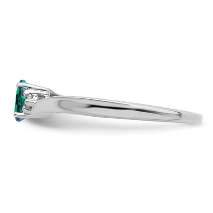 Sterling Silver Rhod-Plated Created Alexandrite/Diamond Birthstone Ring