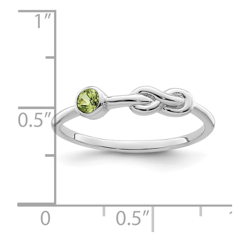 Sterling Silver Rhodium-Plated Polished Infinity Peridot Ring