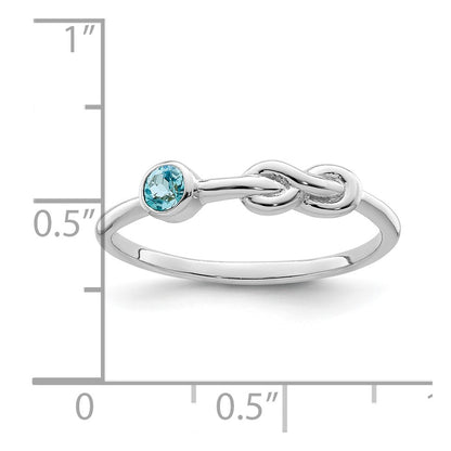 Sterling Silver Rhodium-Plated Polished Infinity Ls Blue Topaz Ring