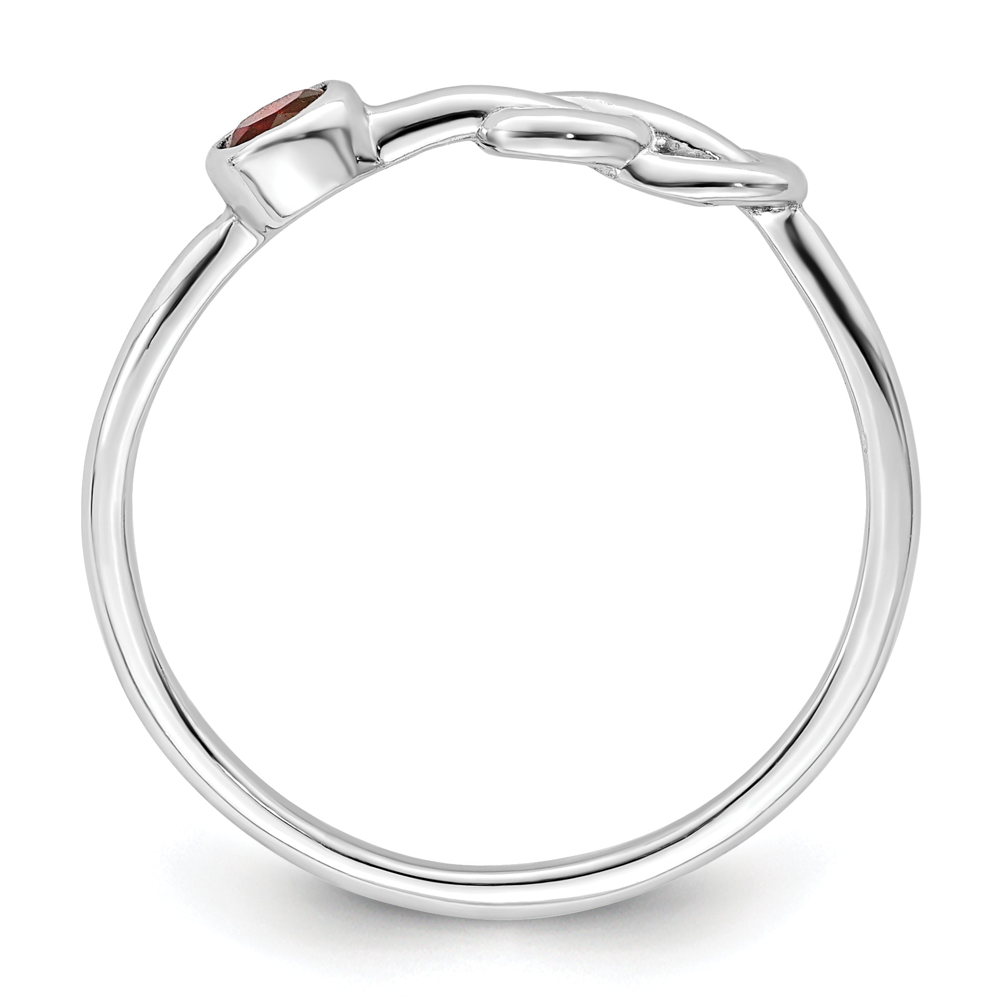 Sterling Silver Rhodium-Plated Polished Infinity Garnet Ring