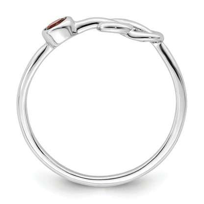 Sterling Silver Rhodium-Plated Polished Infinity Garnet Ring