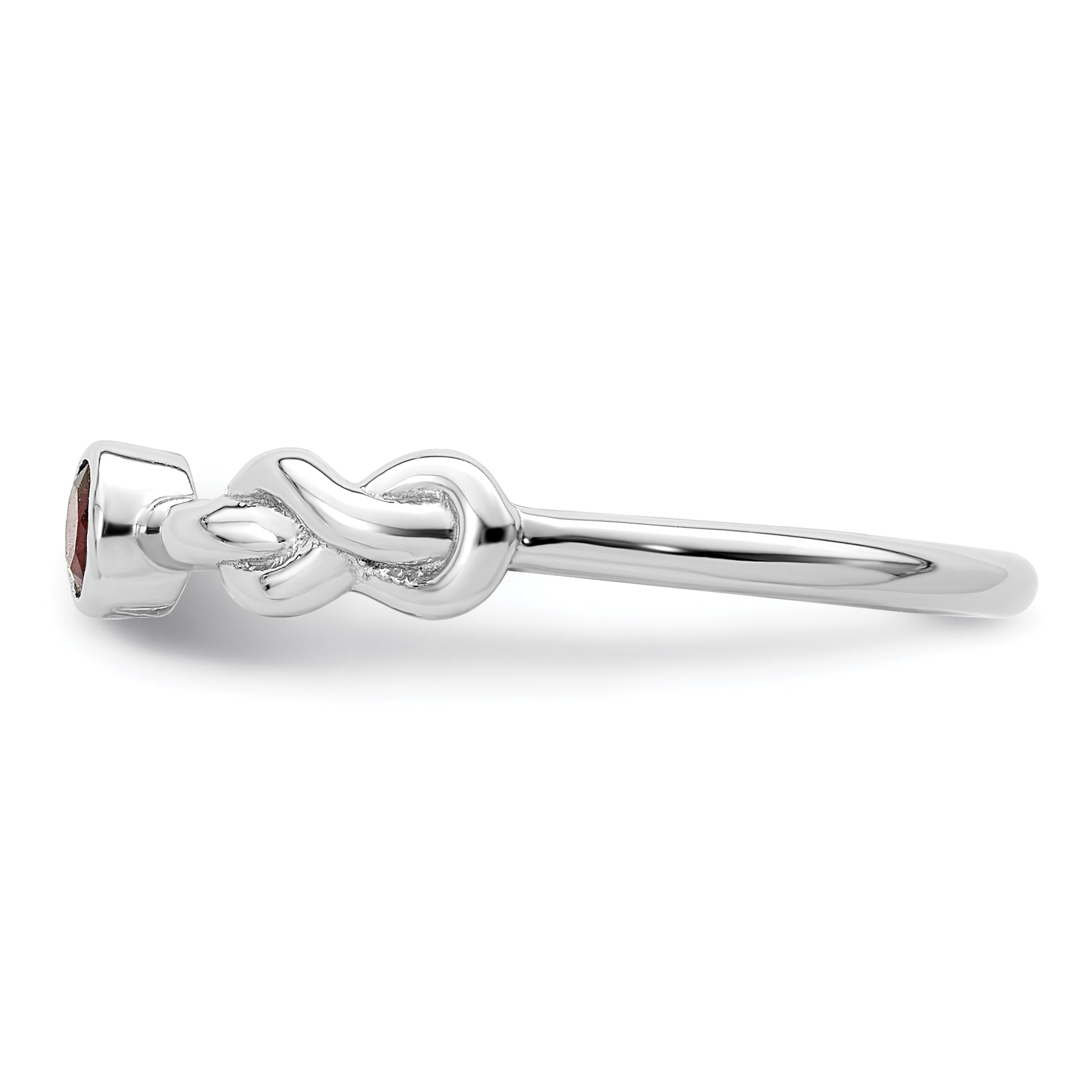Sterling Silver Rhodium-Plated Polished Infinity Garnet Ring