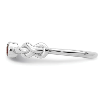 Sterling Silver Rhodium-Plated Polished Infinity Garnet Ring