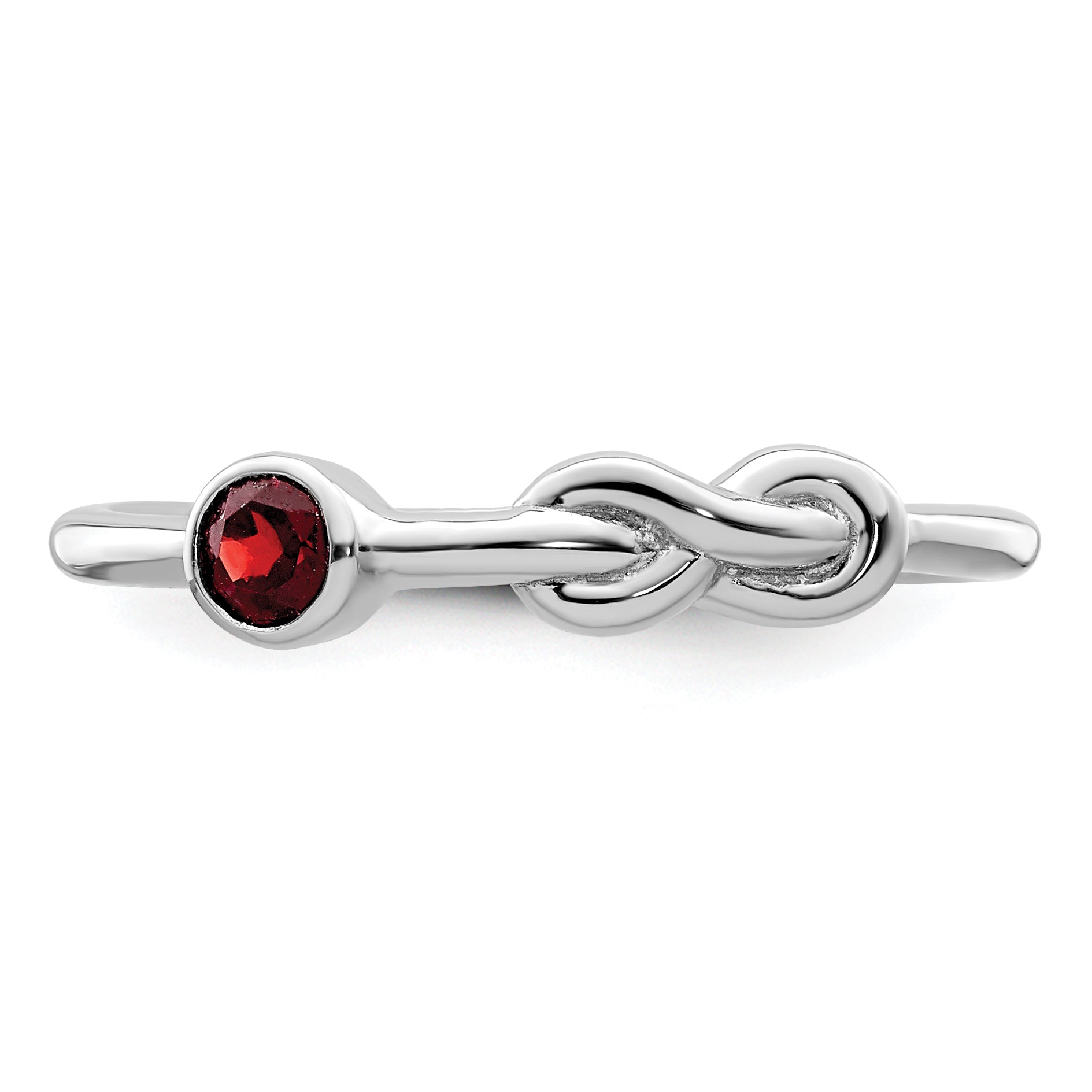 Sterling Silver Rhodium-Plated Polished Infinity Garnet Ring