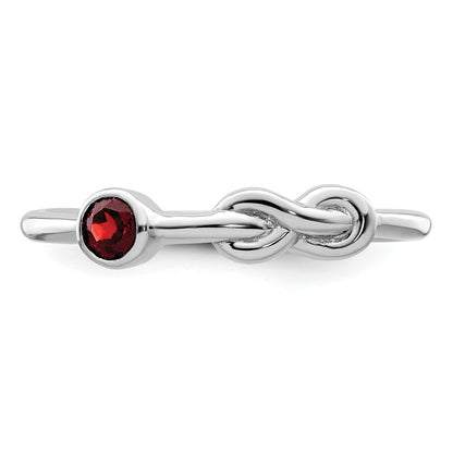 Sterling Silver Rhodium-Plated Polished Infinity Garnet Ring