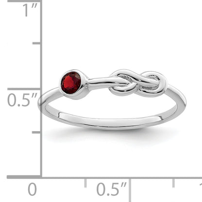Sterling Silver Rhodium-Plated Polished Infinity Garnet Ring